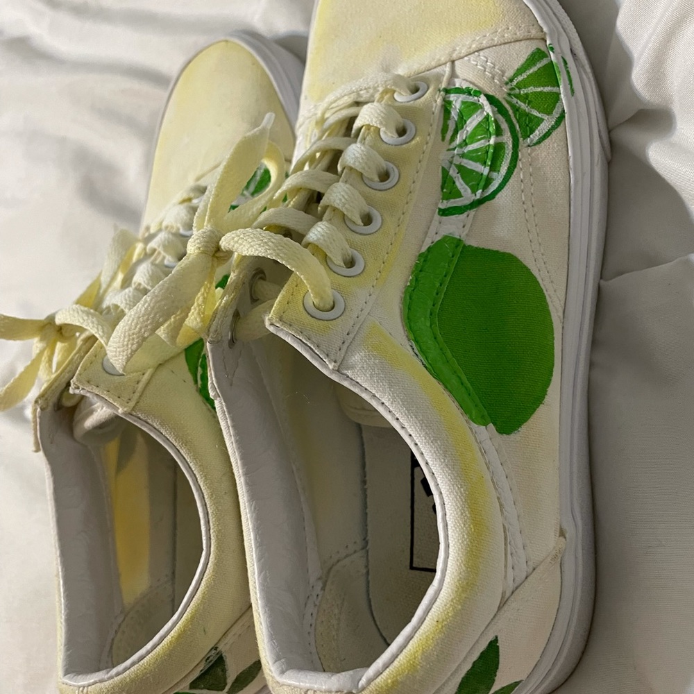 Custom vans with limes and yellow from bleach